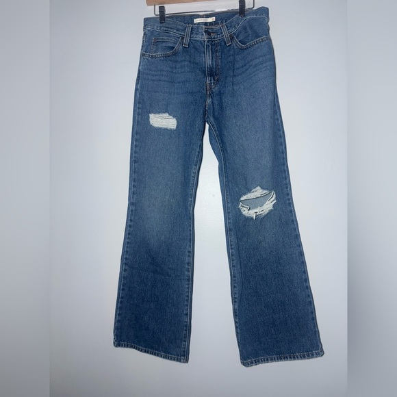 LEVIS premium baggy bootcut distressed jeans size 27 - Picture 2 of 6